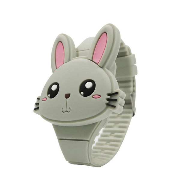 1 Pcs Kids LED Electronic Watch Silicone Band Cartoon Rabbit Flip Case Wrist Watch Lovely Gift AIC88