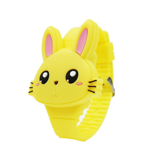 1 Pcs Kids LED Electronic Watch Silicone Band Cartoon Rabbit Flip Case Wrist Watch Lovely Gift AIC88