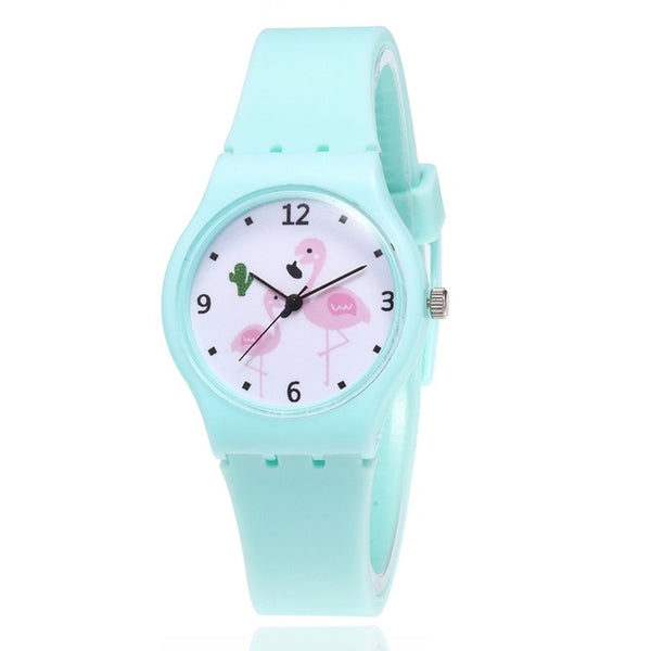 New Silicone Candy Jelly Color Student Watch Girls Clock Fashion Flamingo Watches Children Wristwatch Cartoon Kids Quartz Watch