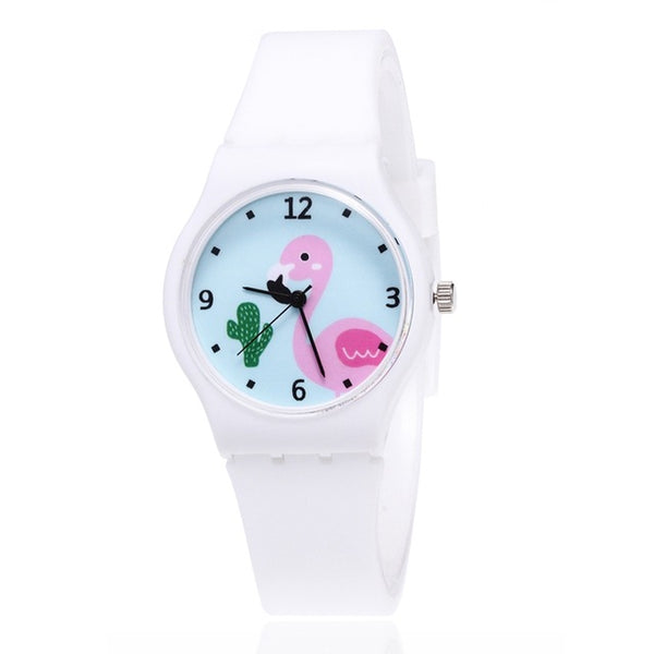 New Silicone Candy Jelly Color Student Watch Girls Clock Fashion Flamingo Watches Children Wristwatch Cartoon Kids Quartz Watch