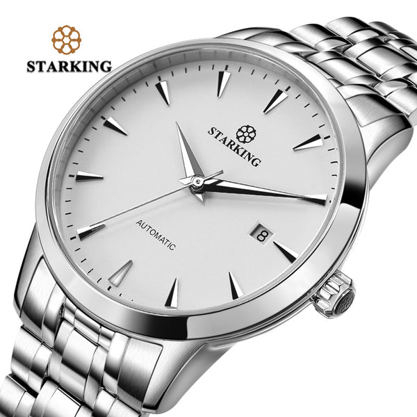 STARKING Mens Clock Automatic Mechanical Watch All Stainless Steel Simple Business Male Watch xfcs Luxury Brand Dress WristWatch