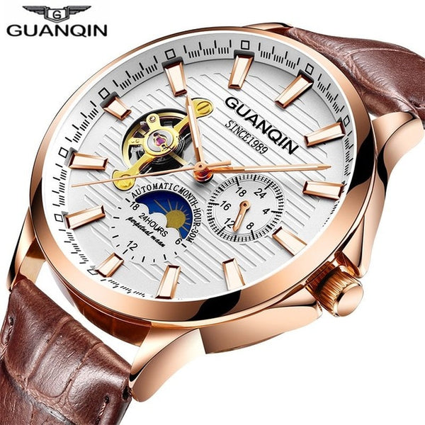 GUANQIN 2019 business watch men Automatic Luminous clock men Tourbillon waterproof Mechanical watch top brand relogio masculino