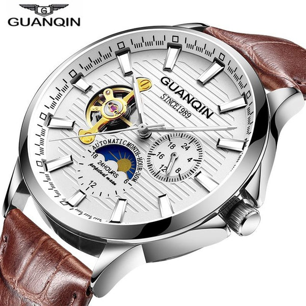 GUANQIN 2019 business watch men Automatic Luminous clock men Tourbillon waterproof Mechanical watch top brand relogio masculino