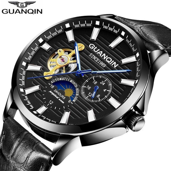 GUANQIN 2019 business watch men Automatic Luminous clock men Tourbillon waterproof Mechanical watch top brand relogio masculino