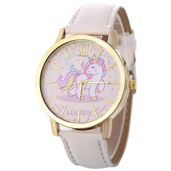 Fashion hot sale men's and women's children's watches unicorn leather with quartz watches kids watch