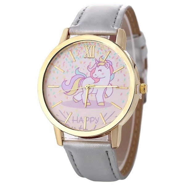 Fashion hot sale men's and women's children's watches unicorn leather with quartz watches kids watch