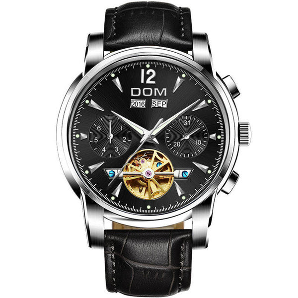 DOM Mechanical Watch Men Wrist Automatic Retro Watches Men Waterproof Black Full-Steel Watch Clock Montre Homme M-75BK-1MW